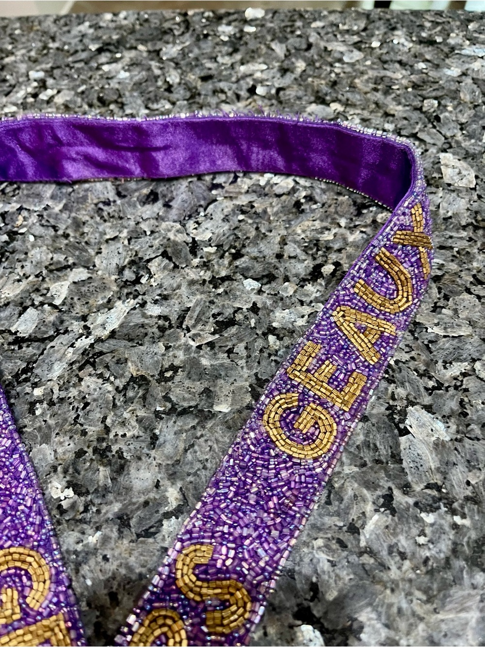 Beaded LSU ‘Geaux Tigers' Purple Crossbody Purse Replacement Strap - Picture 5 of 7
